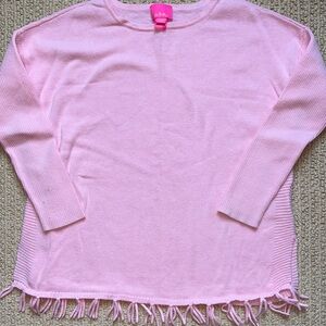 Lilly Pulitzer Pink Fringed Sweater girls M 6 7